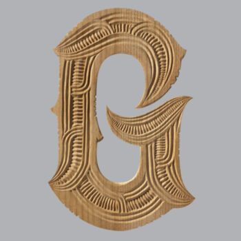 WOOD GRAIN Whakairo "G" - Mens Stencil Hoodie Design