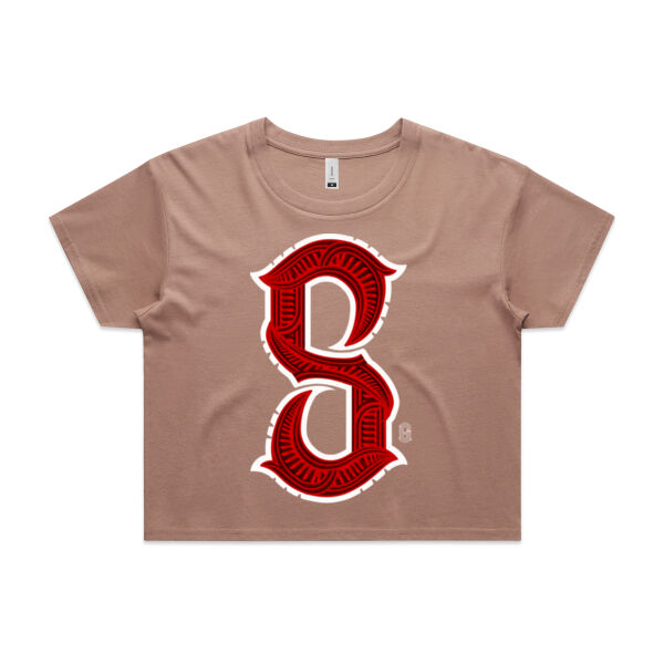 S- Whakairo Womans Crop Tee Thumbnail