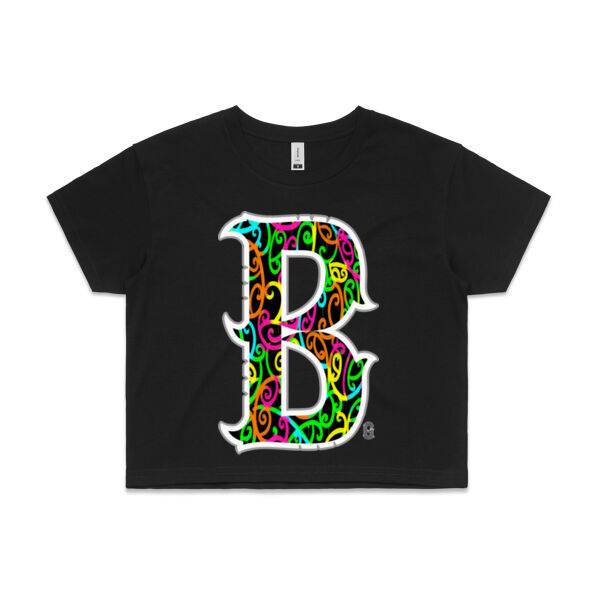 B- Kowhaiwhai Womans Crop Tee Thumbnail