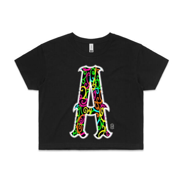 A- Kowhaiwhai Womans Crop Tee Thumbnail