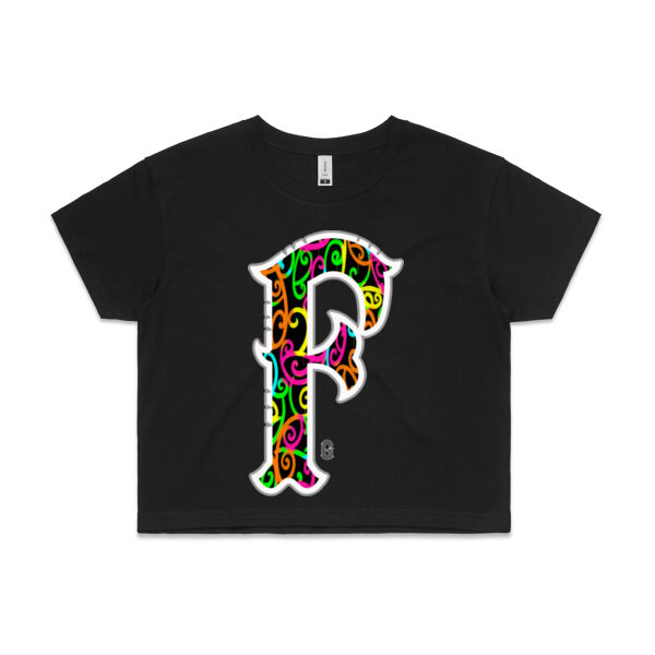 F- Kowhaiwhai Womans Crop Tee Thumbnail