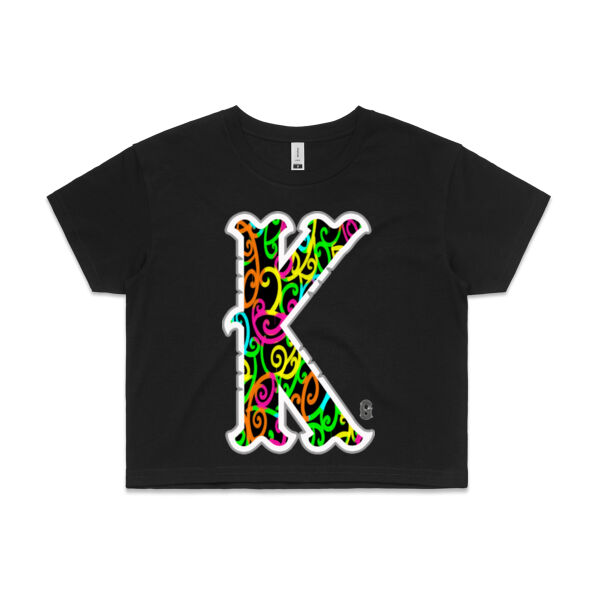 K- Kowhaiwhai Womans Crop Tee Thumbnail