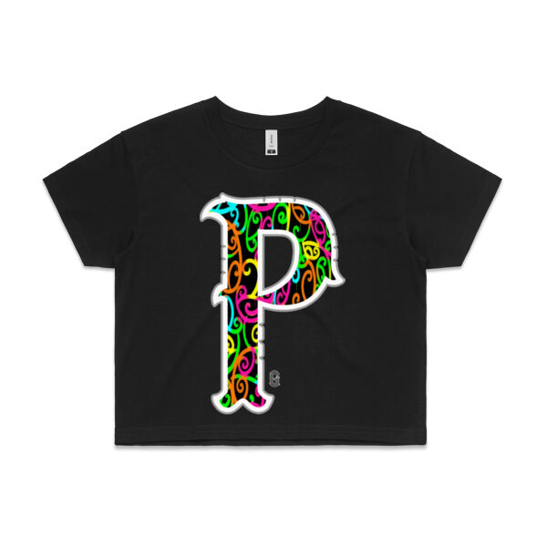 P- Kowhaiwhai Womans Crop Tee Thumbnail