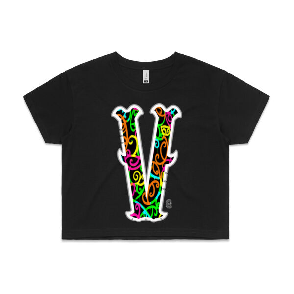V- Kowhaiwhai Womans  Crop Tee Thumbnail